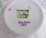 Shelley Violets Cup And Saucer Ludlow English Bone China Lavender Trim 1950s