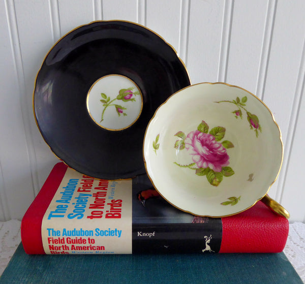 Black Shelley England Cup and Saucer Shelley English Rose