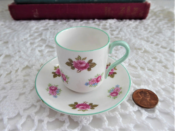 Miniature Shelley Rosebud Cup And Saucer Mini 1950s Canterbury