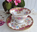 Pink Sheraton Shelley England Cup and Saucer Gainsborough Shape 1950s Pedestal
