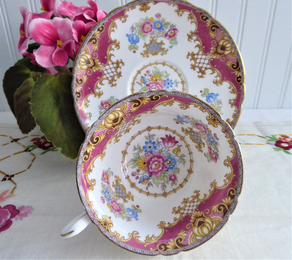Pink Sheraton Shelley England Cup and Saucer Gainsborough Shape