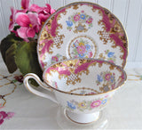 Pink Sheraton Shelley England Cup and Saucer Gainsborough Shape 1950s Pedestal