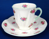 Cup And Saucer Shelley China Tall Dainty Rosebud Demitasse 1950s Coffee