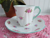 Cup And Saucer Shelley China Tall Dainty Rosebud Demitasse 1950s Coffee