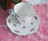 Cup And Saucer Shelley China Tall Dainty Rosebud Demitasse 1950s Coffee