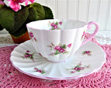 Shelley Cup And Saucer Rose Spray Ludlow Shape 1950s Pink Trim