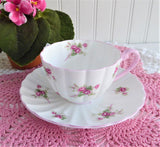 Shelley Cup And Saucer Rose Spray Ludlow Shape 1950s Pink Trim