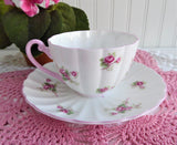 Shelley Cup And Saucer Rose Spray Ludlow Shape 1950s Pink Trim