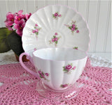 Shelley Cup And Saucer Rose Spray Ludlow Shape 1950s Pink Trim
