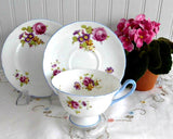 Shelley Cup Saucer Plate Gainsborough Floral Blue Trim Teacup Trio