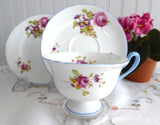 Shelley Cup Saucer Plate Gainsborough Floral Blue Trim Teacup Trio