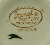 Stangl USA Thistle Cup And Saucer Retro Green And Pink Stylized 1950s