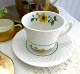 Cup And Saucer Jacqueline Yellow And White Wedgwood 1960s Basket Weave