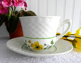 Cup And Saucer Jacqueline Yellow And White Wedgwood 1960s Basket Weave