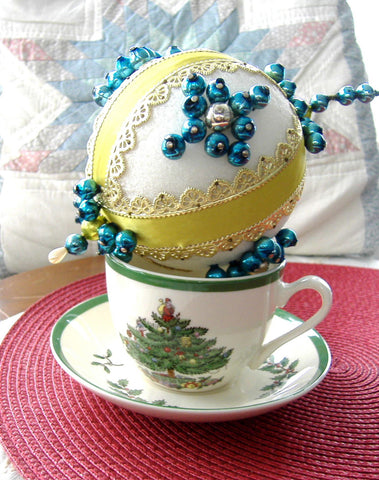 Large Beaded Christmas Tree Ornament Hand Made 1950s 1930s German Mercury Glass Beads