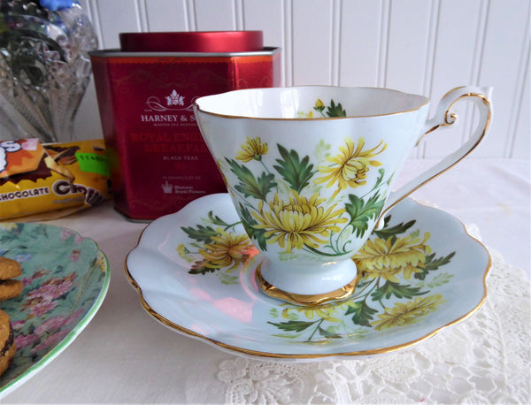 Chrysanthemum Cup And Saucer Romance Pale Blue Royal Standard 1950s Bo Antiques And Teacups