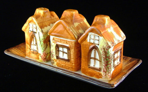 Cottage Ware 5 Piece Set On Tray Price Kensington Salt Pepper Mustard 1950s England