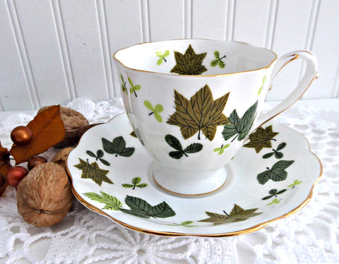 Leaves Cup And Saucer Maples Alder Royal Standard 1950s Bone China