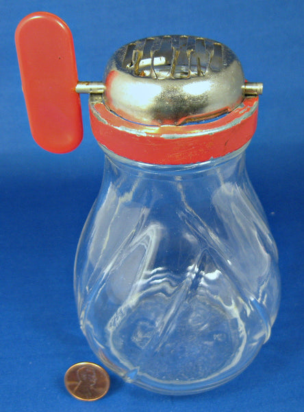 Vintage Glass Nut Grinder W Red Lid Hand Operated, 1950s Red