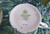 Cup And Saucer Green Paisley Chintz Panels 1950s Vintage Royal Standard Gold Overlay