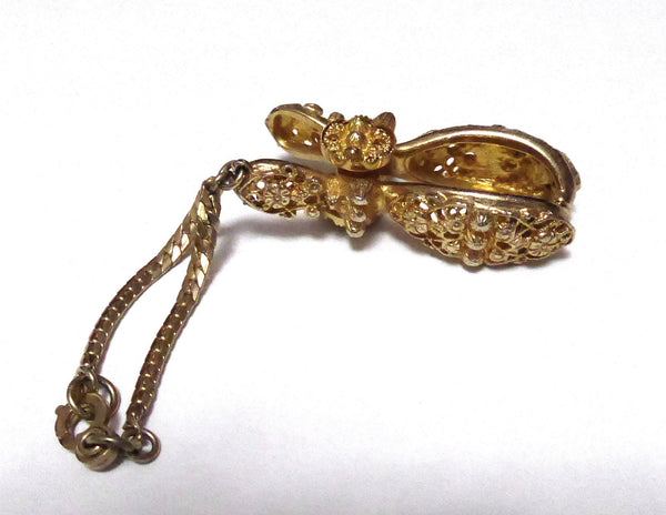 Vintage Scarf Clip, 1950s Glove Clip With Purse Chain 