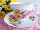 Cup and Saucer Colclough Pink And Yellow Floral 1950s English Teacup
