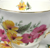 Cup and Saucer Colclough Pink And Yellow Floral 1950s English Teacup