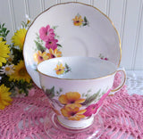 Cup and Saucer Colclough Pink And Yellow Floral 1950s English Teacup