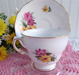 Cup and Saucer Colclough Pink And Yellow Floral 1950s English Teacup