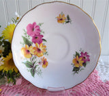 Cup and Saucer Colclough Pink And Yellow Floral 1950s English Teacup