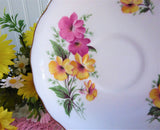Cup and Saucer Colclough Pink And Yellow Floral 1950s English Teacup