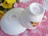 Cup and Saucer Colclough Pink And Yellow Floral 1950s English Teacup