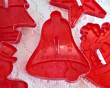 HRM Cookie Cutters 7 Red Plastic 1950s Santa Bell Star Teddy Bear Drum Christmas Tree