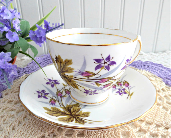 cup and saucer flower seeds Cup and Saucer Purple Wild Flowers Pink Seeds Colclough 1950s English –  Antiques And Teacups