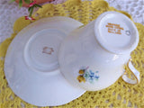 Yellow Rose Bouquet Cup And Saucer 1950s Forget Me Nots English Bone China