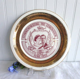 Plate Coronation Queen Elizabeth II Collingwood Canada 1953 Red And Gold