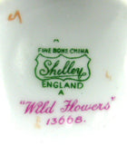 Shelley Teacup Trio Cambridge Shape Wild Flowers Cup And Saucer And Plate Blue Trim