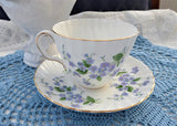 Adderleys Blue Forget Me Not Cup And Saucer 1950s English Bone China