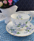 Adderleys Blue Forget Me Not Cup And Saucer 1950s English Bone China