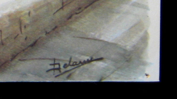 Postcard Signed Artist Delane Watercolor Paris Eiffel Tower 1960s