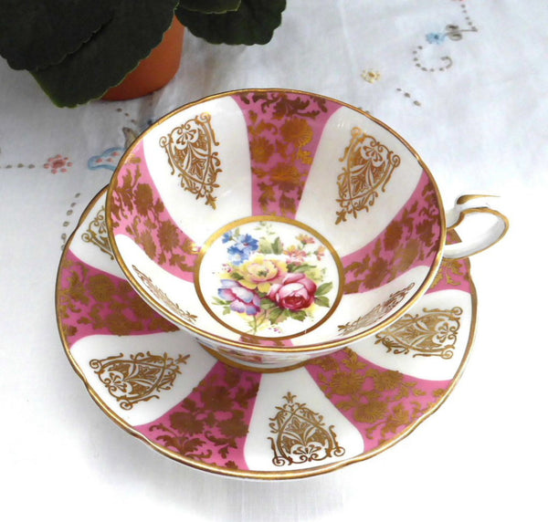Gorgeous Cup And Saucer Paragon Pink Gold Floral Queen Elizabeth