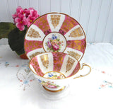 Gorgeous Cup And Saucer Paragon Pink Gold Floral Queen Elizabeth Warrant 1960s