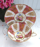 Gorgeous Cup And Saucer Paragon Pink Gold Floral Queen Elizabeth Warrant 1960s