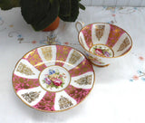 Gorgeous Cup And Saucer Paragon Pink Gold Floral Queen Elizabeth Warrant 1960s