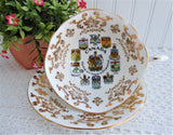 Paragon Cup And Saucer Canadian Coats Of Arms Emblems Gold Overlay Warrant