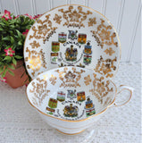 Paragon Cup And Saucer Canadian Coats Of Arms Emblems Gold Overlay Warrant