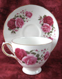 Queen Anne English Bone China Red And Pink Roses Cup And Saucer 1950s