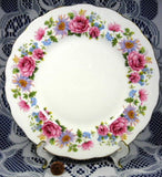 Queen Anne Serenade Salad Floral Border Luncheon Plate English Bone China 1960s