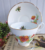 Regency Orange Poppies Cup And Saucer English Bone China 1960s