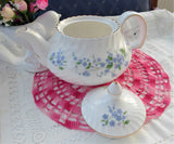 Teapot Blue Forget Me Nots Large 1960s Royal Adderleys English Bone China